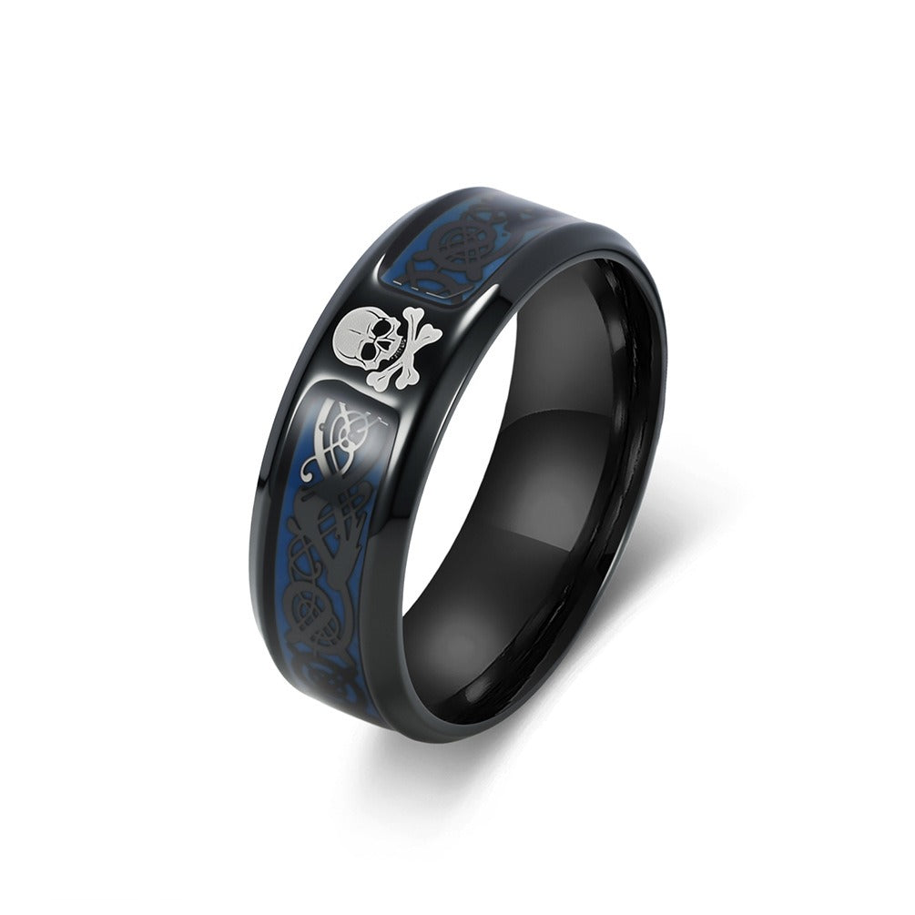 Kemstone Stainless Steel Skull Cross Enamel Ring for Men Celtic Biker K-R1184