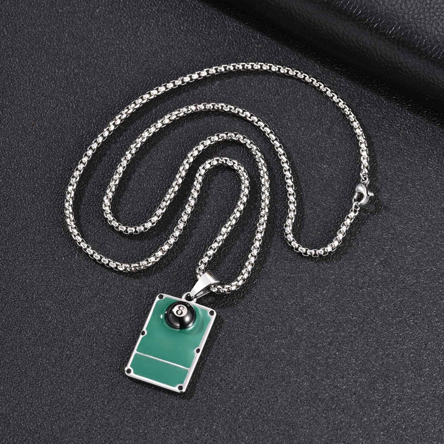 Kemston Stainless Steel 8 Ball Billiard Pendant Necklace for Men PN-2374