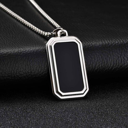 Kemstone Stainless Steel Rectangular Pendant Necklace with Acrylic Inlay PN-2267
