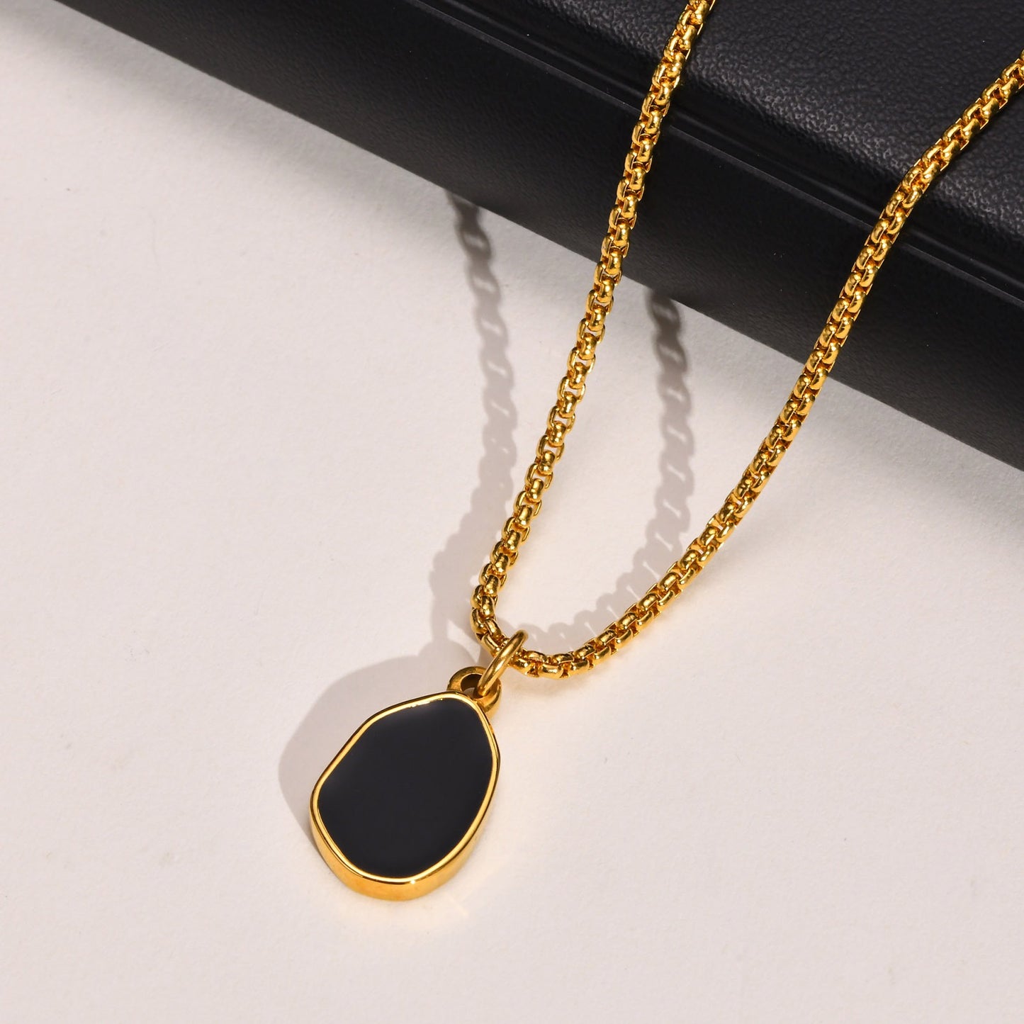 Kemstone Stainless Steel Oval Enamel Pendant Necklace for Men PN-1702