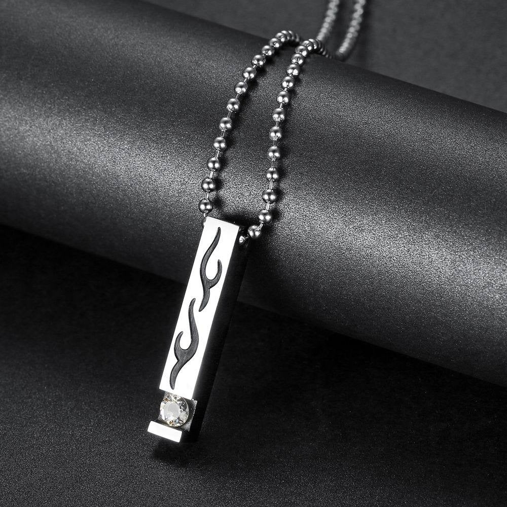 Kemstone Flame Bar Necklace for Men & Women Stainless Steel TN0137