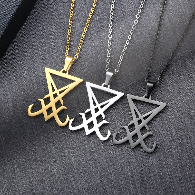 Kemstone Geometric Triangle Pendant Necklace for Men Stainless Steel Vertical Minimal Design