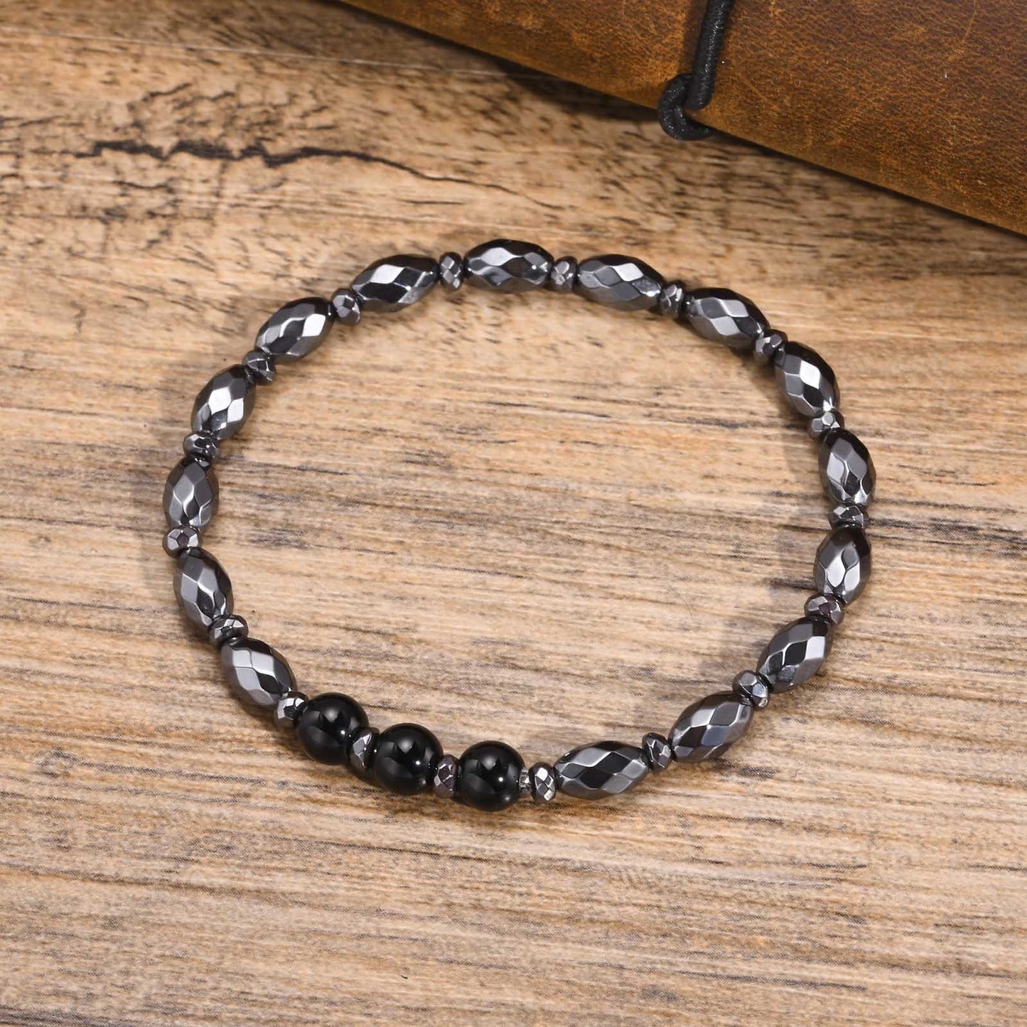 Kemstone Hematite Oval Beaded Bracelet for Men – Minimal Style BR-1792