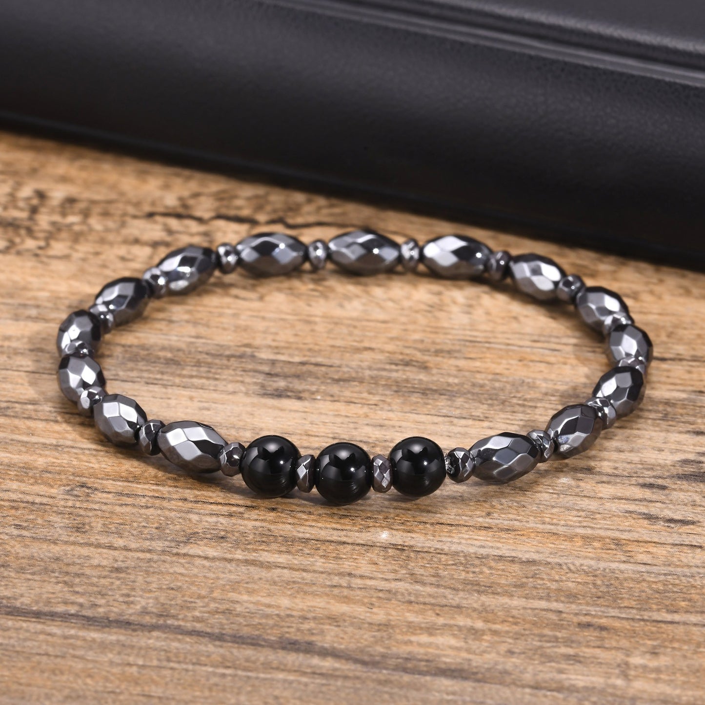 Kemstone Hematite Oval Beaded Bracelet for Men – Minimal Style BR-1792