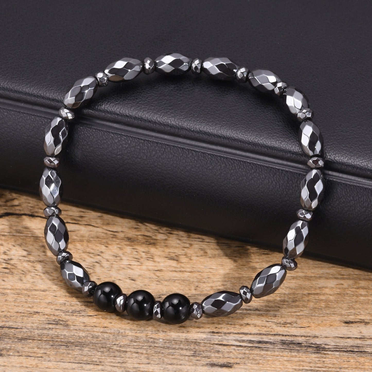 Kemstone Hematite Oval Beaded Bracelet for Men – Minimal Style BR-1792