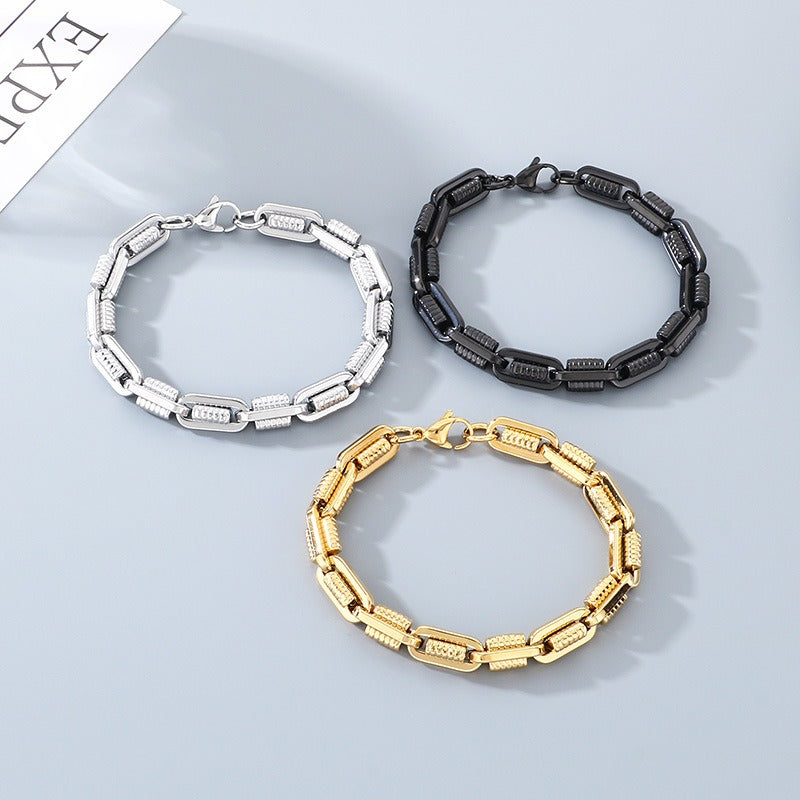 Kemstone Titanium Steel Mechanical Link Bracelet for Men KB209971-ZCG