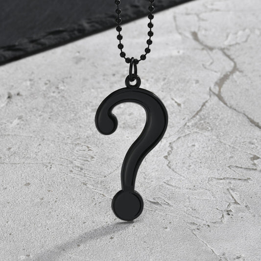Kemstone Black Question Mark Necklace for Men Punk NC-3033
