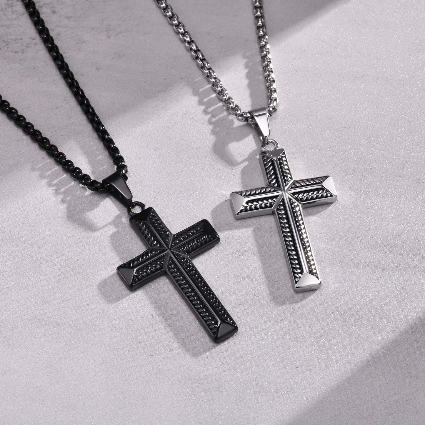 Kemstone Stainless Steel Rope Cross Pendant Necklace for Men PN-1868