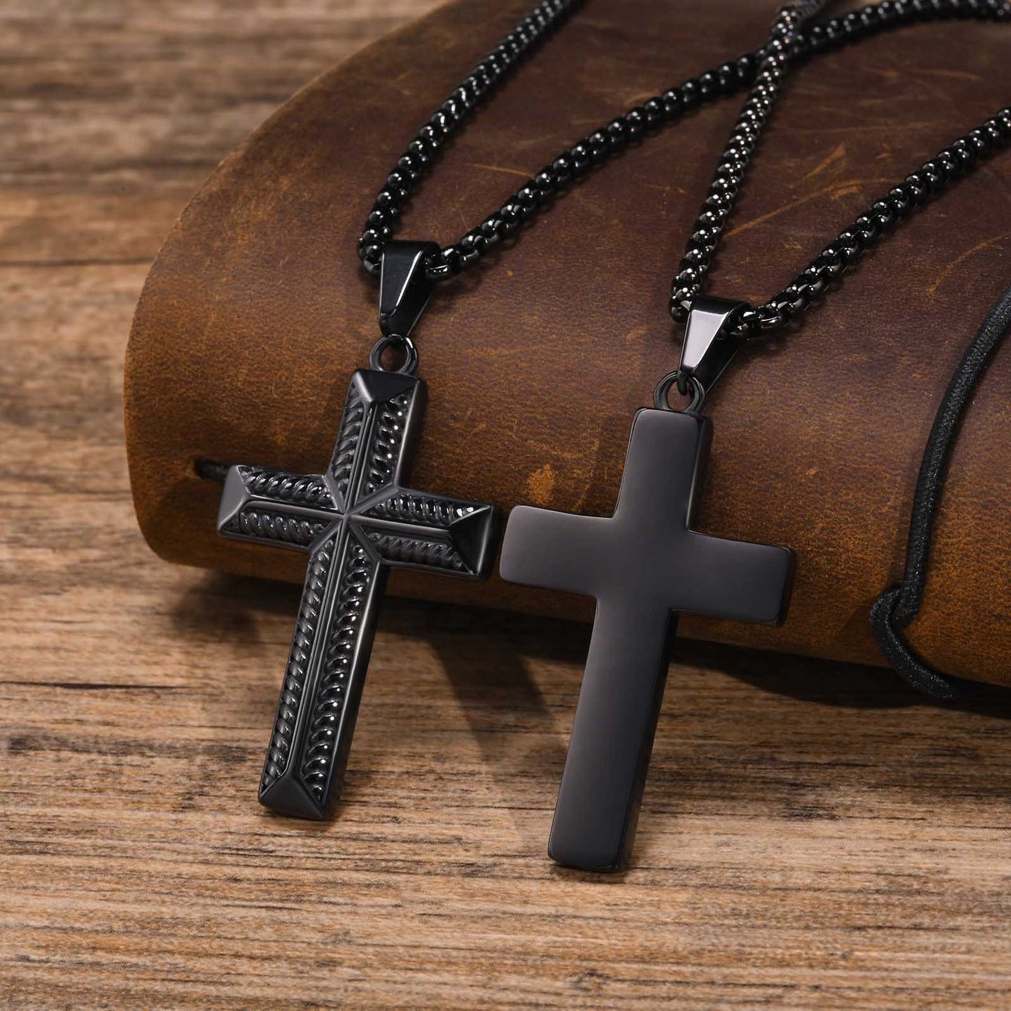 Kemstone Stainless Steel Rope Cross Pendant Necklace for Men PN-1868