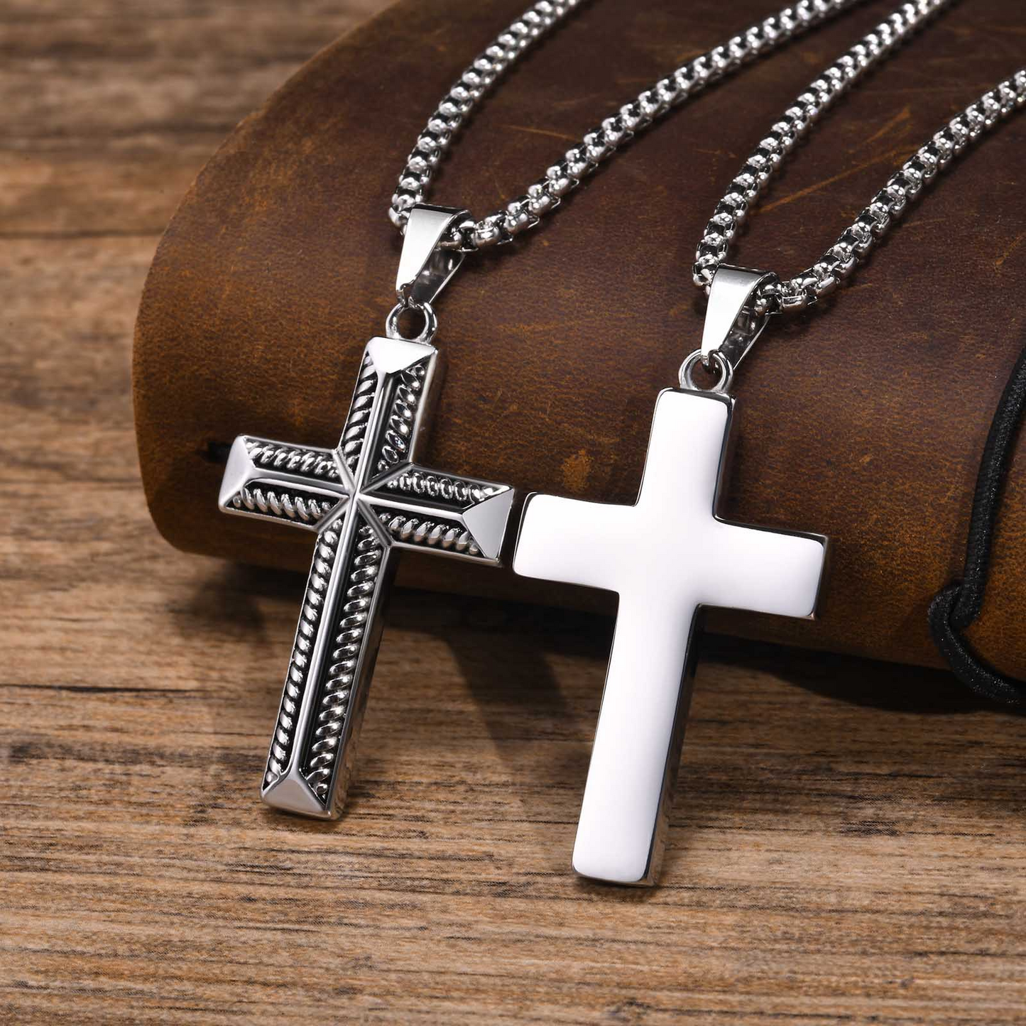 Kemstone Stainless Steel Rope Cross Pendant Necklace for Men PN-1868
