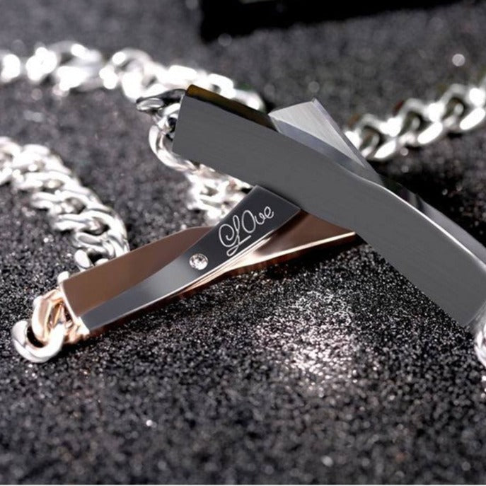 Kemstone Matching Couple ID Bracelet Stainless Steel Love Bar TB0019