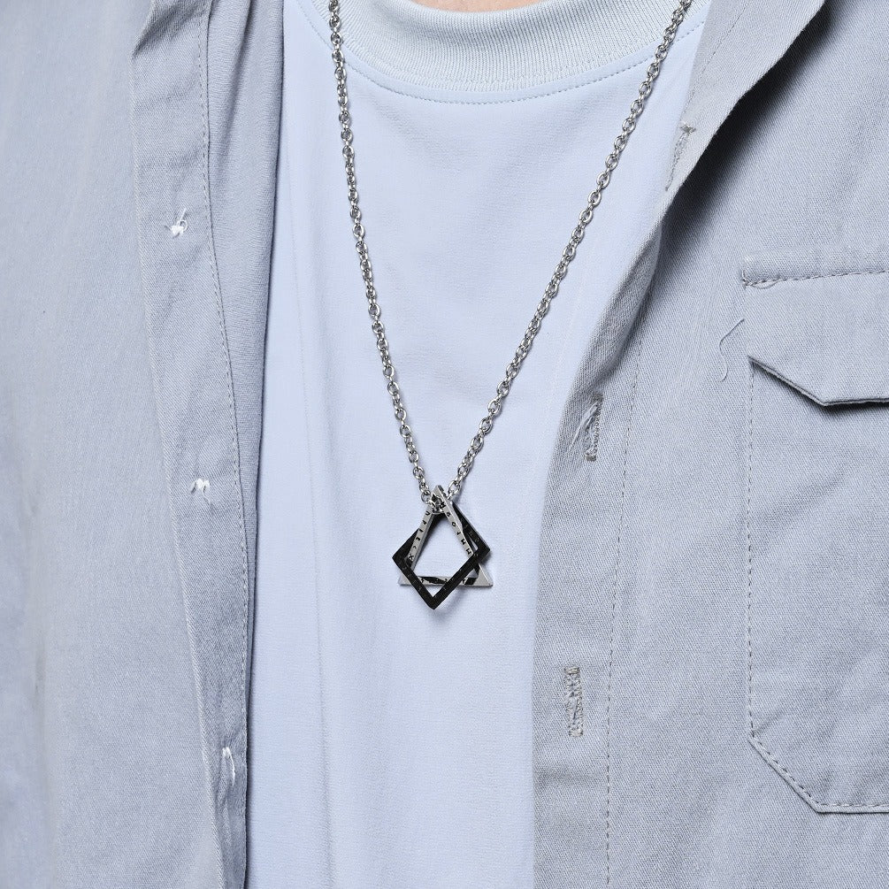 Kemstone Triangle Square Geometric Necklace for Men Stainless Steel K-PT580