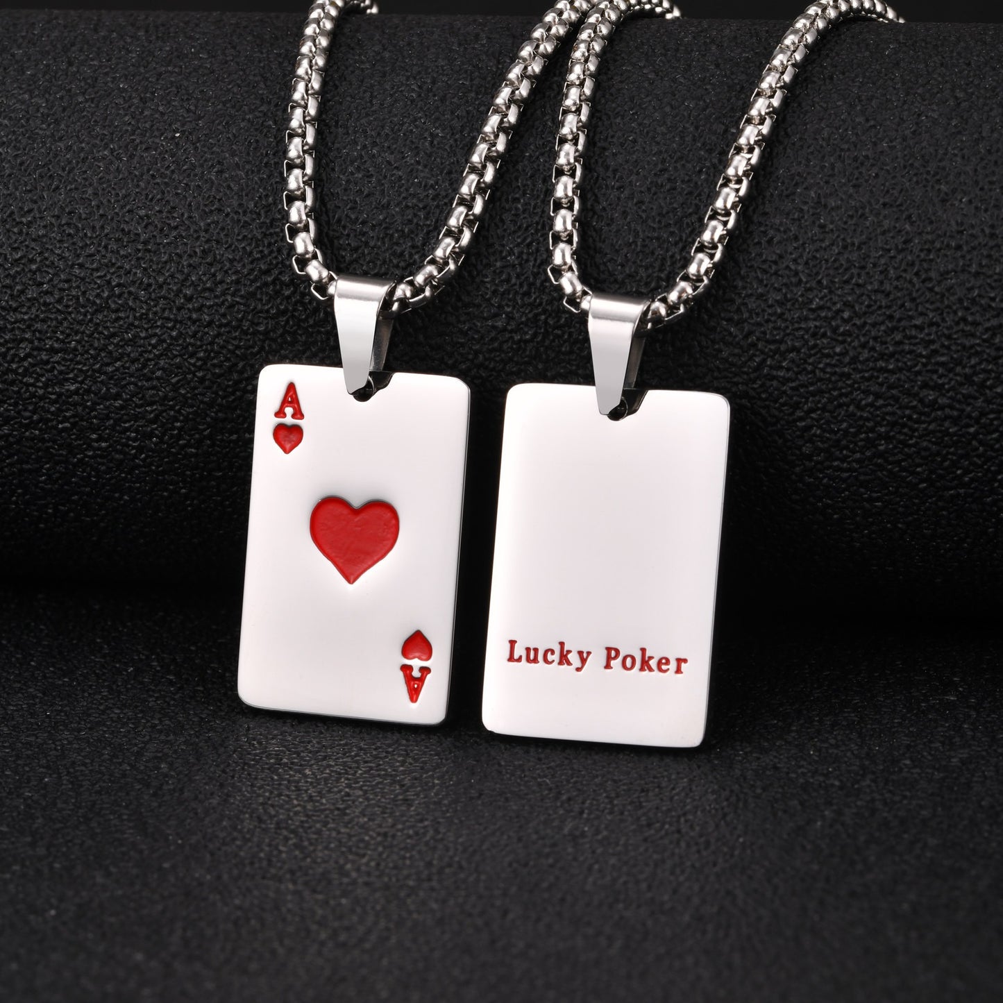 Kemstone Stainless Steel Ace of Spades Pendant Necklace for Men Playing Card PN-2400