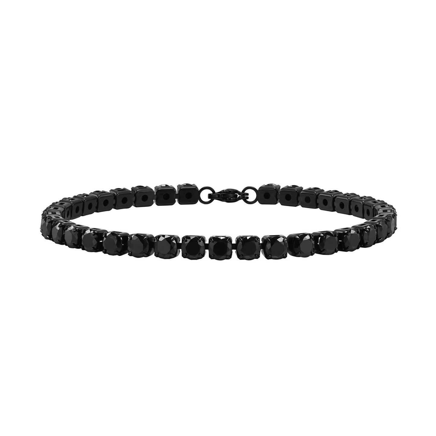 Kemstone Black Tennis Bracelet for Men Stainless Steel with Cubic Zirconia BR-1495