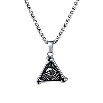 Kemston Triangle Eye Necklace for Men Stainless Steel Gothic Pendant PN-2395