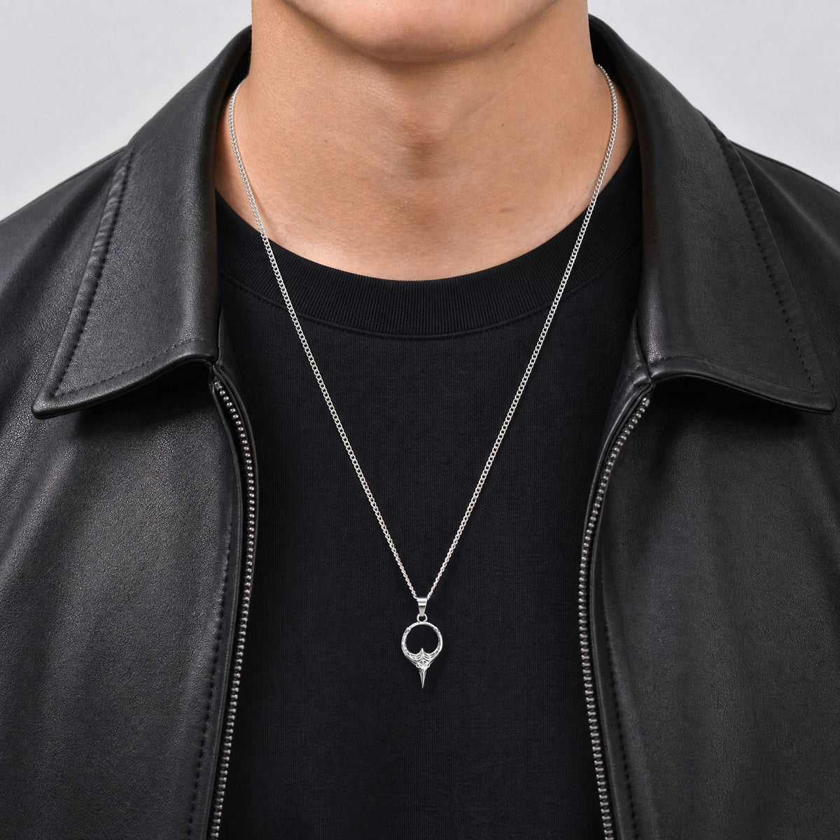 Kemstone Thorn Spike Pendant Necklace for Men Stainless Steel Gothic PN-2472