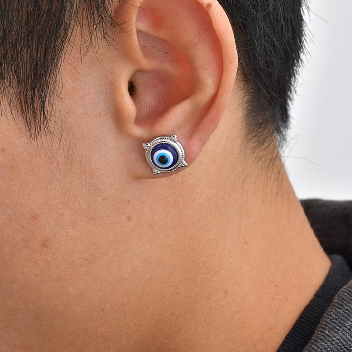 Kemstone Stainless Steel blue eye Stud Earrings for Men & Women ES-797