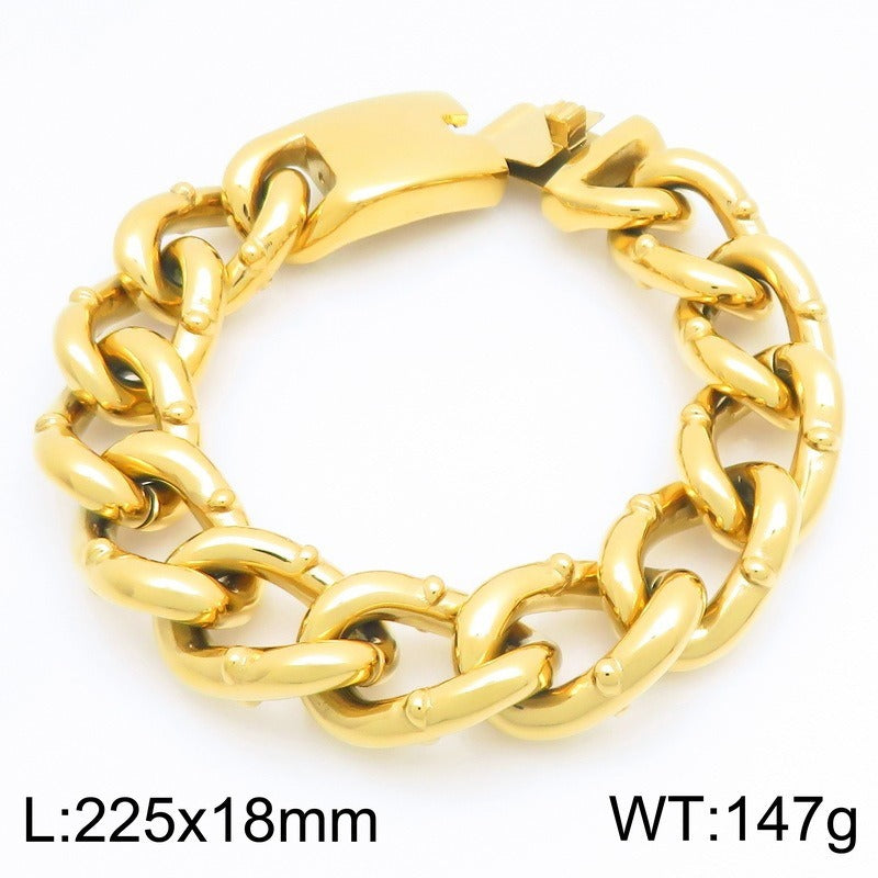 Kemstone Heavy Cuban Link Bracelet for Men Titanium Steel 18mm Hip Hop Chain KB213362