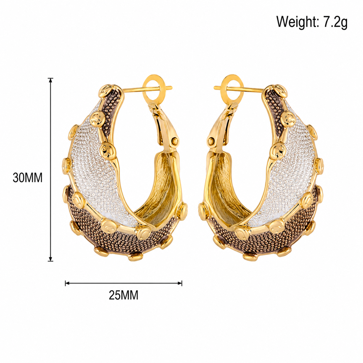 Kemstone Textured Hoop Earrings for Women Contrast Enamel Copper TD14008