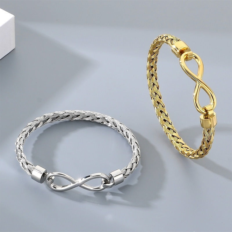 Kemstone Infinity Bracelet for Men Titanium Steel Braided Chain Gold Silver KB212143-KFC