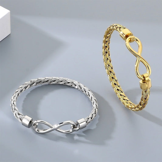Kemstone Infinity Bracelet for Men Titanium Steel Braided Chain Gold Silver KB212143-KFC