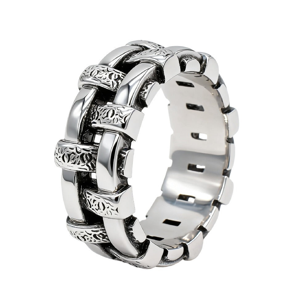 Kemston Titanium Steel Braided Ring for Men Vintage Gothic Band Style R1669