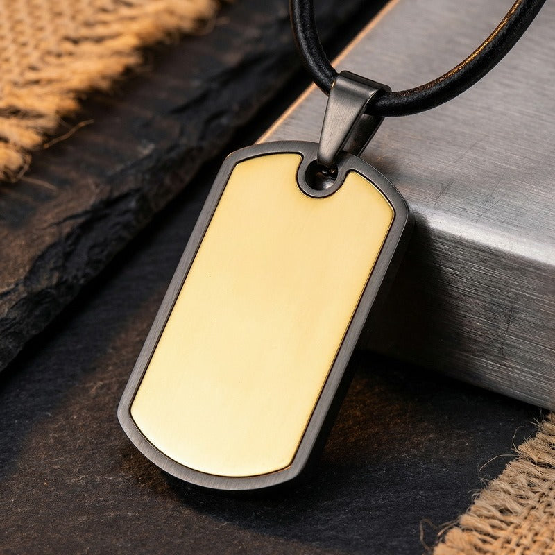 Kemstone Titanium Steel Tag Pendant Necklace – Brushed ID Plate for Men KP118330-ZLA
