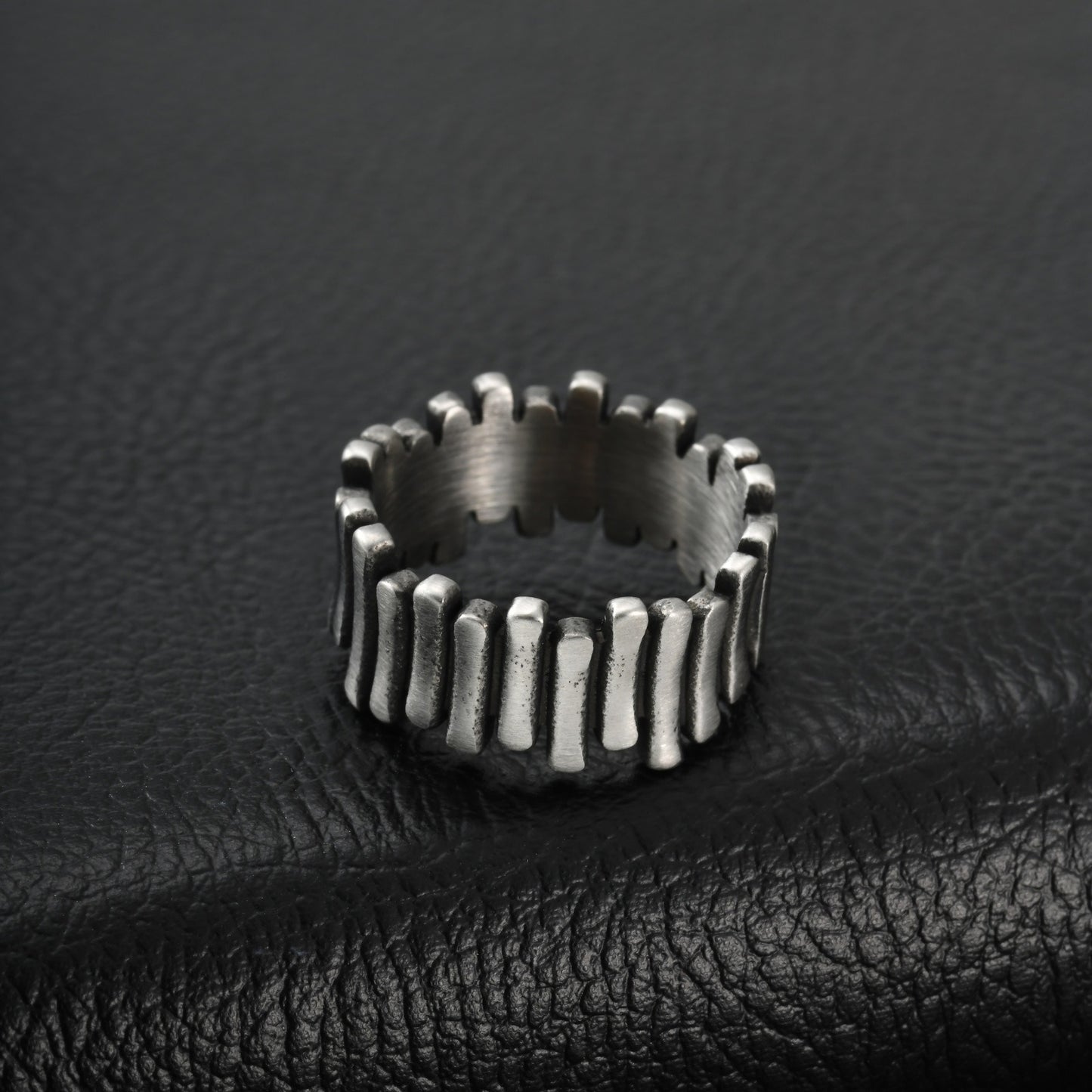 Kemstone Stainless Steel Ribbed Ring for Men Structured Band RC-1147S