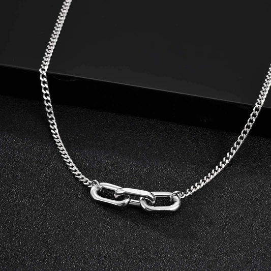 Kemstone Stainless Steel Triple Square Link Necklace for Men NC-2216