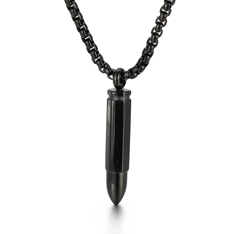 Kemstone Men’s Titanium Steel Bullet Pendant Necklace Minimalist KP99569-KFC