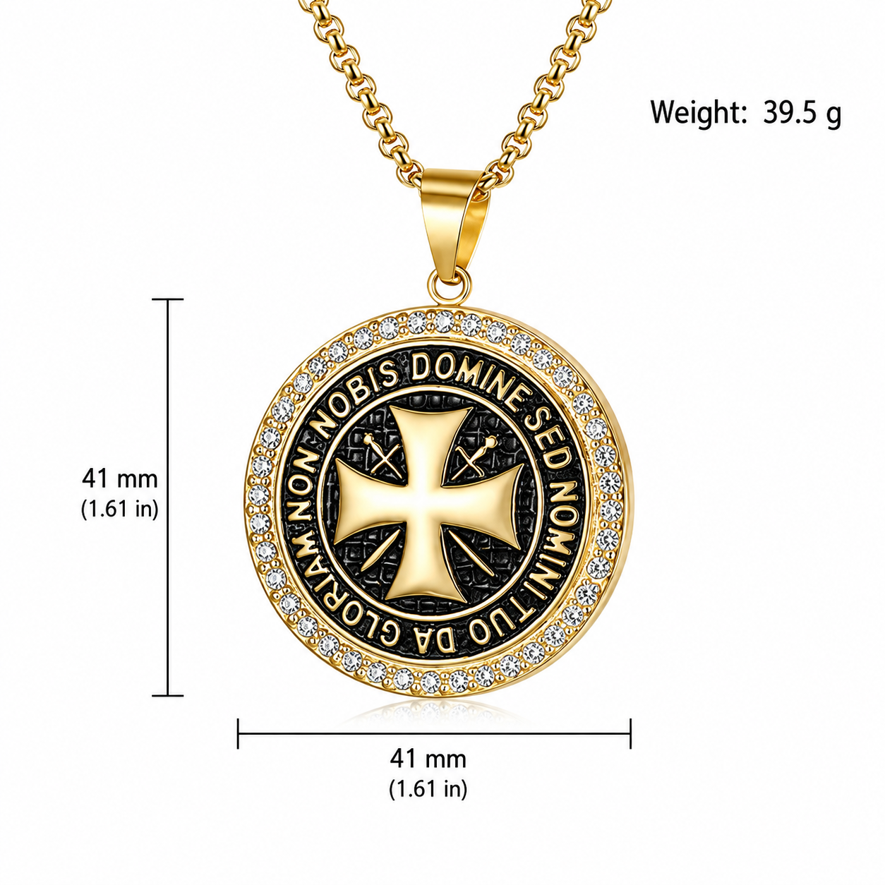 Kemstone Titanium Steel Cross Medallion Pendant Necklace for Men Vintage TN0157