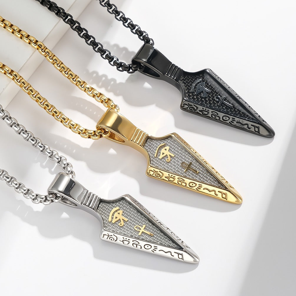 Kemstone Stainless Steel Spearhead Eye Symbol Pendant Necklace for Men K-PT413