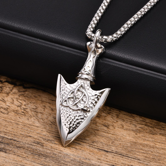 Kemstone Stainless Steel Celtic Knot Arrowhead Pendant Necklace for Men Vintage PN-1562