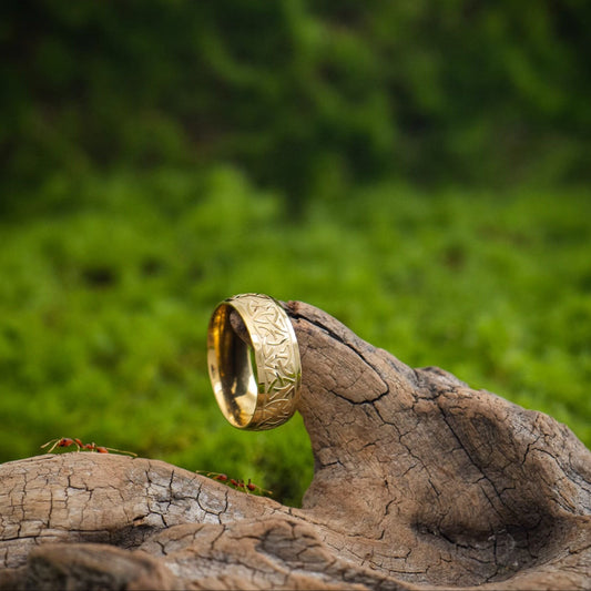 Kemstone Celtic Knot Gold Ring – Titanium Steel Pattern for Men NW-SJJ223