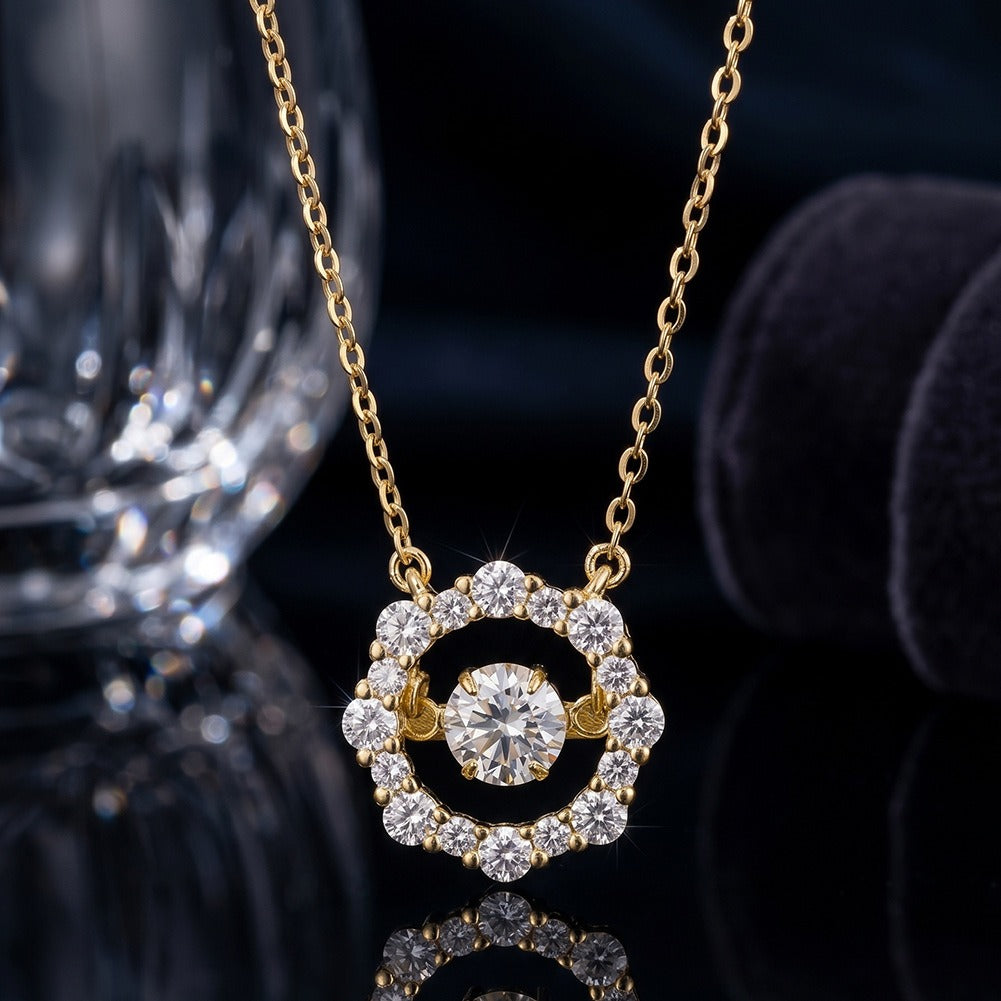 Kemston Heart Halo Moissanite Pendant Necklace for Women 925 Sterling Silver SMON19