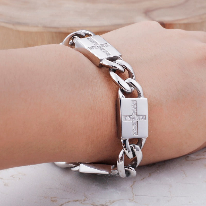 Kemstone Cross Link Bracelet for Men Titanium Steel Chunky Chain KB102750-BD