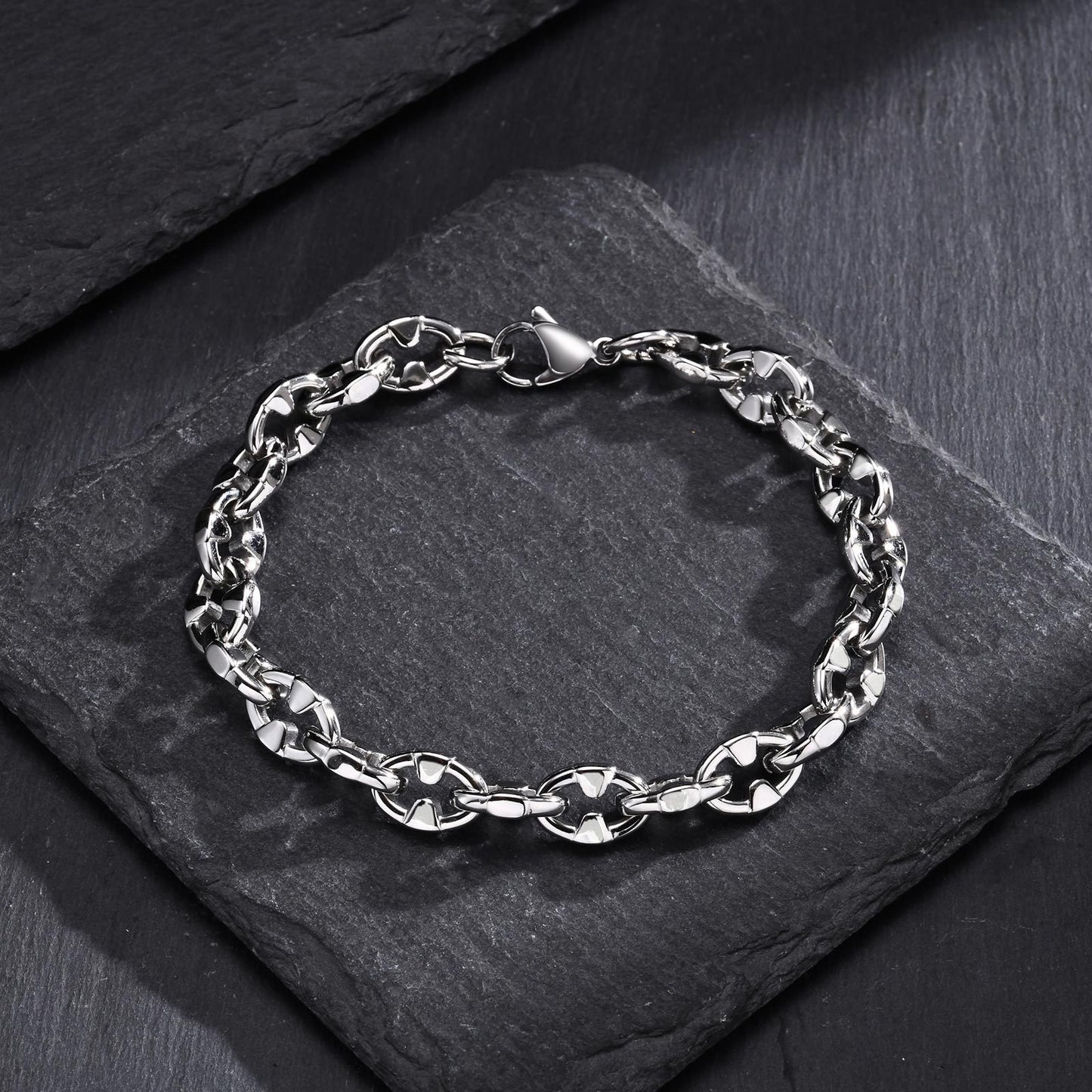 Kemstone Stainless Steel Men’s Bracelet – Chunky Handmade Chain BR-2153