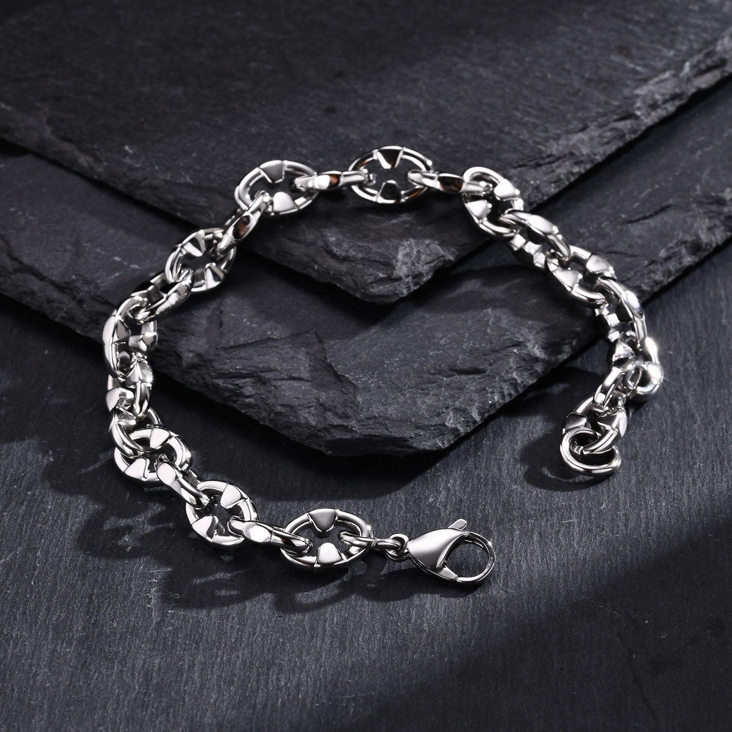 Kemstone Stainless Steel Men’s Bracelet – Chunky Handmade Chain BR-2153