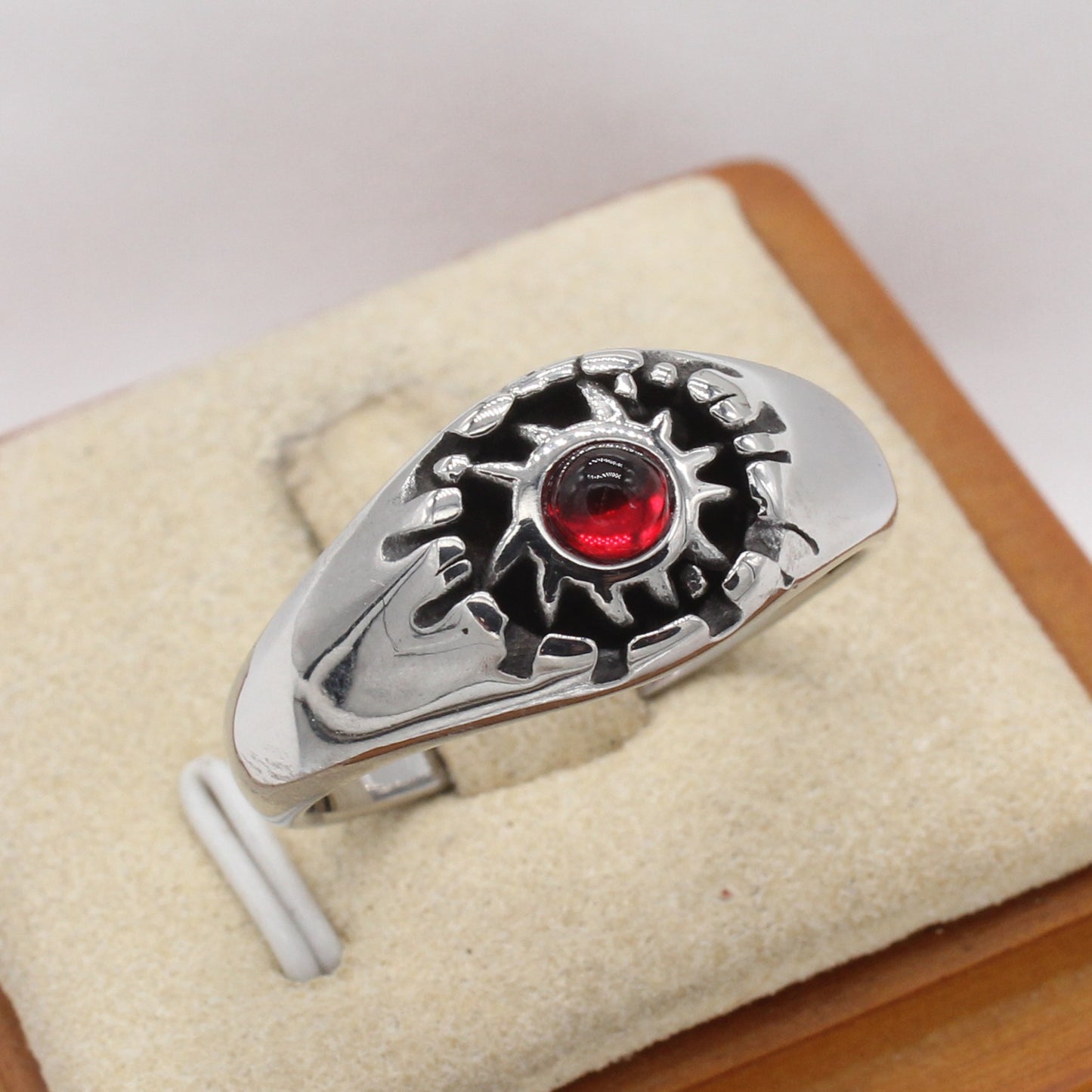 Kemstone Sun Cubic Zirconia Titanium Steel Ring for Men & Women R1933