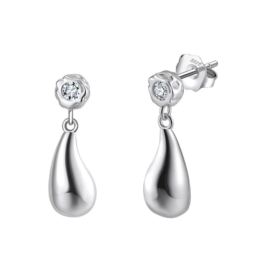 925 Sterling Silver Water Drop Earrings for Women | Minimalist Teardrop Dangle Jewelry with 5A Cubic Zirconia by Kemstone A4-APE140