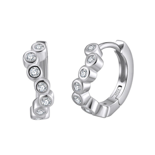 925 Sterling Silver Huggie Hoop Earrings for Women | CZ Pave Small Gold & Platinum Plated Handmade Jewelry by Kemstone A4-APE142