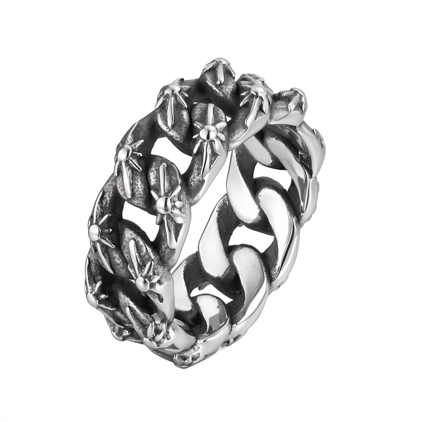 Kemstone Stainless Steel Woven Chain Ring for Men RC-1144S
