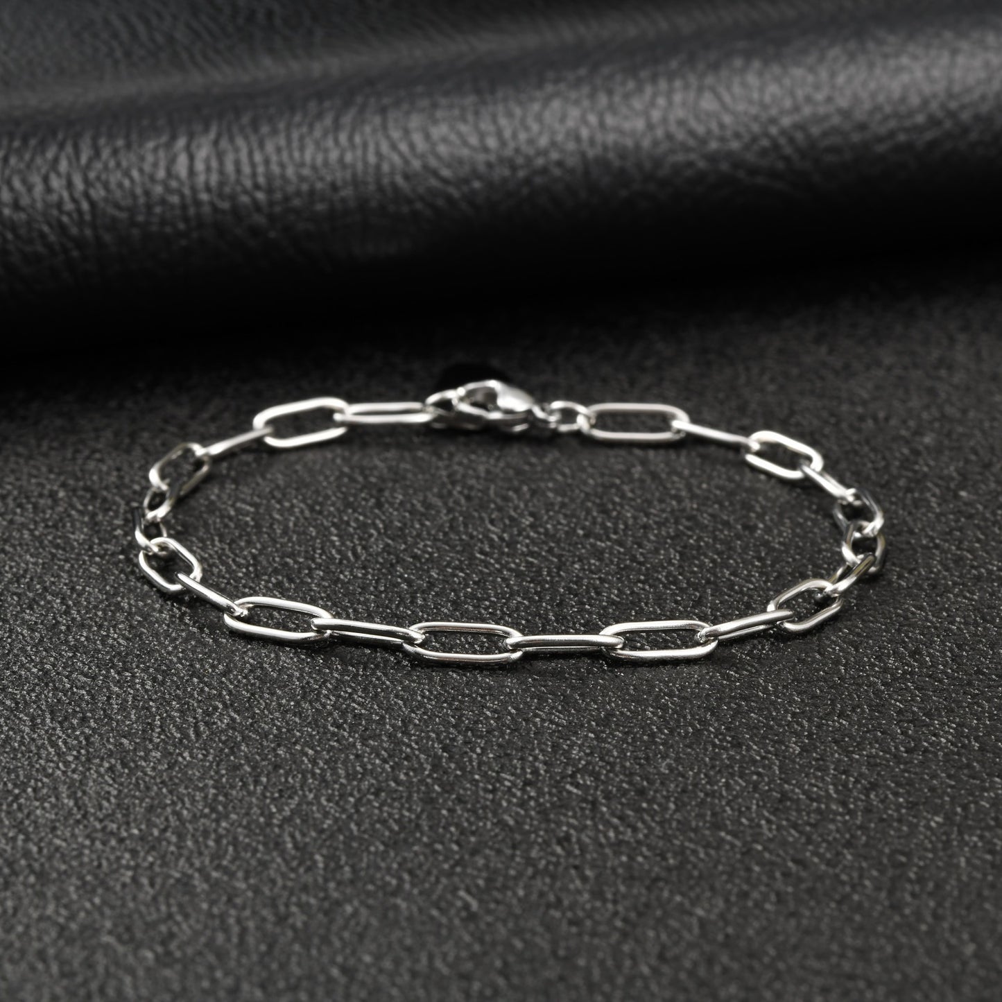 Kemston Stainless Steel Paperclip Chain Bracelet for Men Minimal Link Design BR-3098