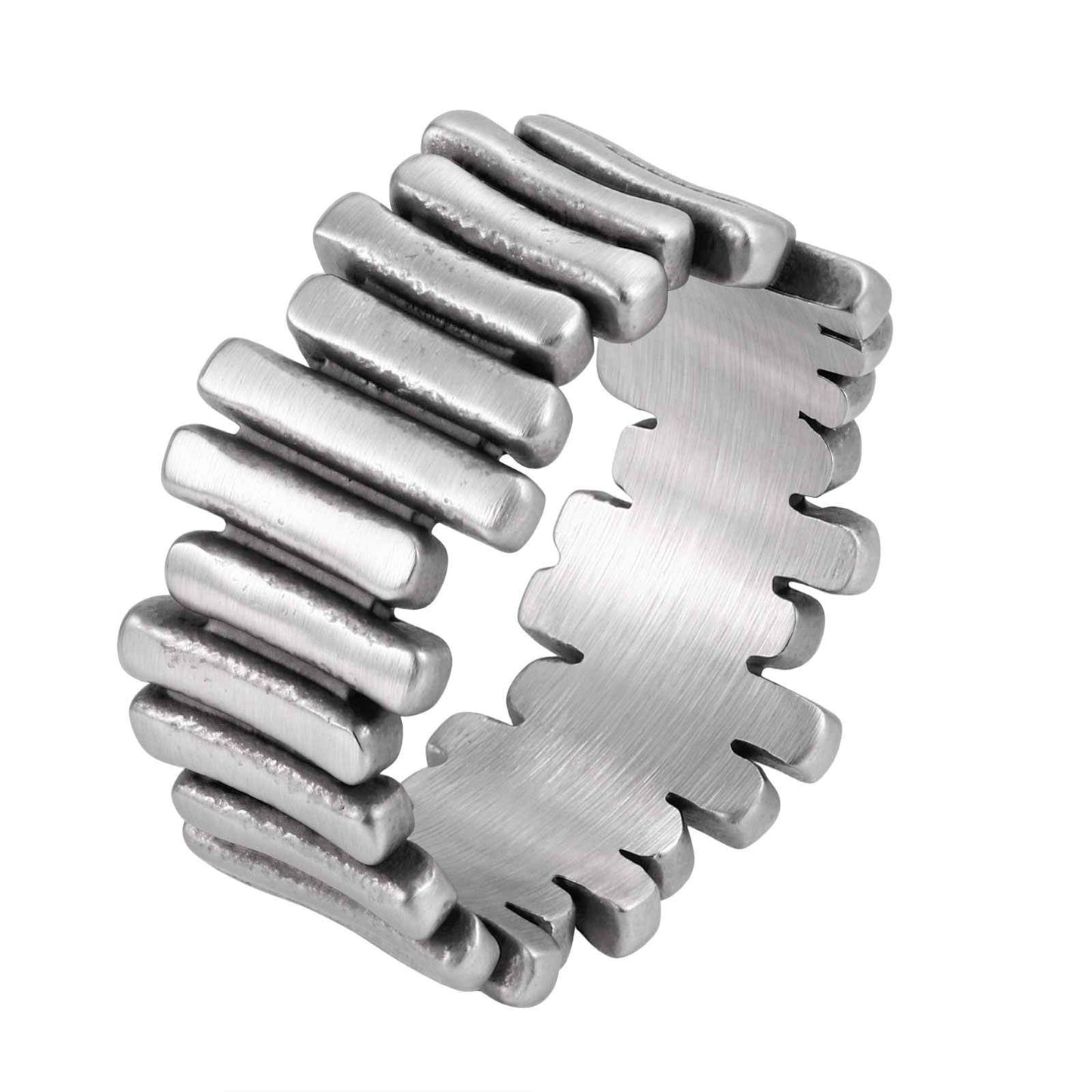 Kemstone Stainless Steel Ribbed Ring for Men Structured Band RC-1147S