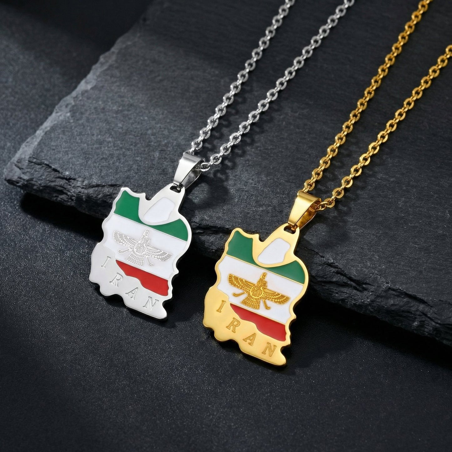 Kemstone Stainless Steel Iran Map Pendant Necklace for Men Women Gold Silver PN-2345 PN-2345