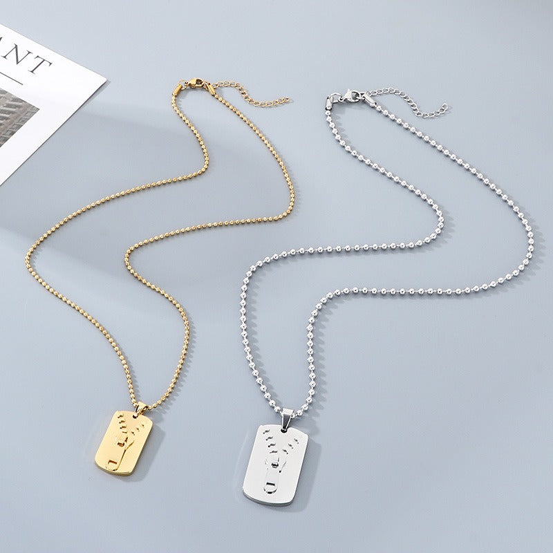 Kemstone Titanium Steel Zipper Tag Pendant Necklace for Men Women KN301415-KFC