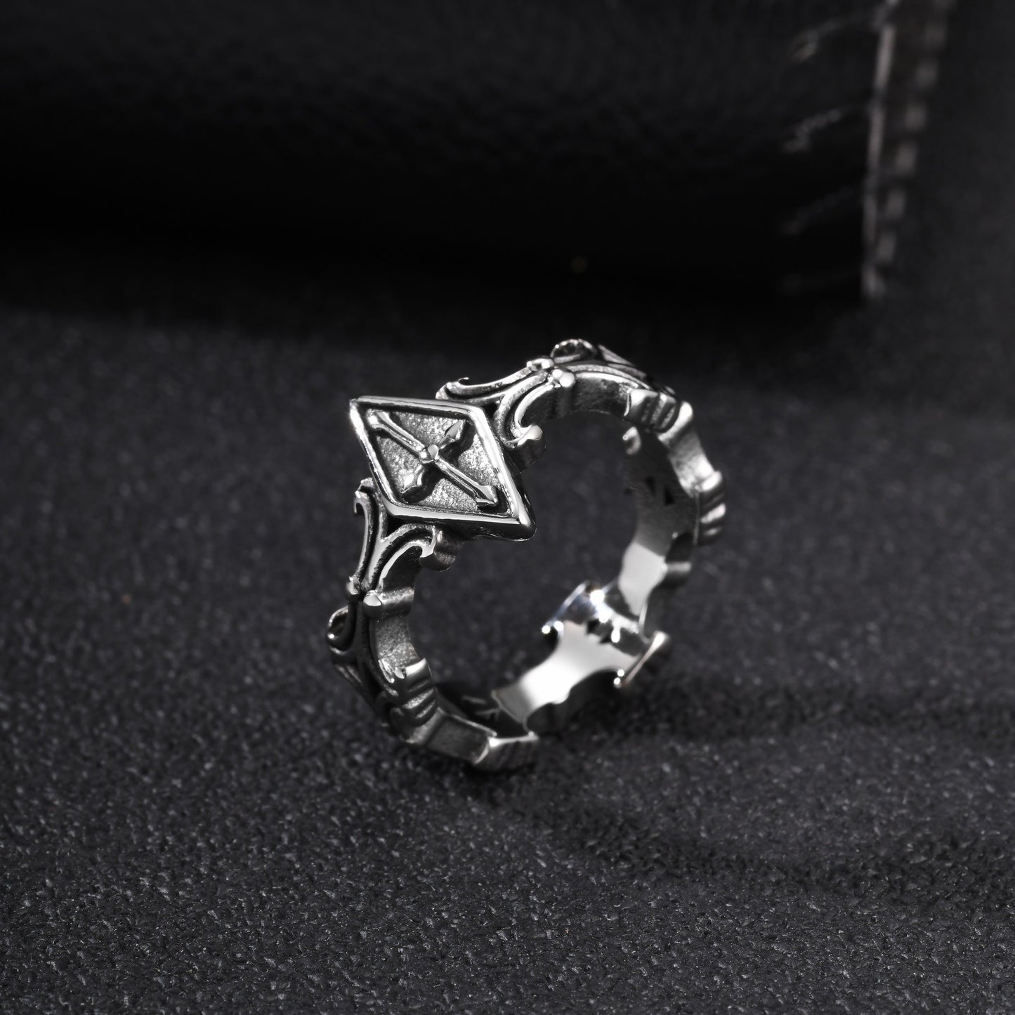 Kemstone Stainless Steel Cross Engraved Ring for Men Women Gothic Vintage Band RC-1145