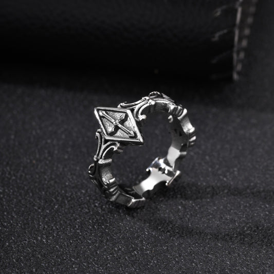 Kemstone Stainless Steel Cross Engraved Ring for Men Women Gothic Vintage Band RC-1145