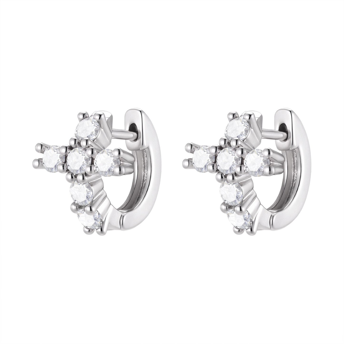 Kemstone Cross Hoop Earrings Cubic Zirconia Huggie for Men & Women EBD-538