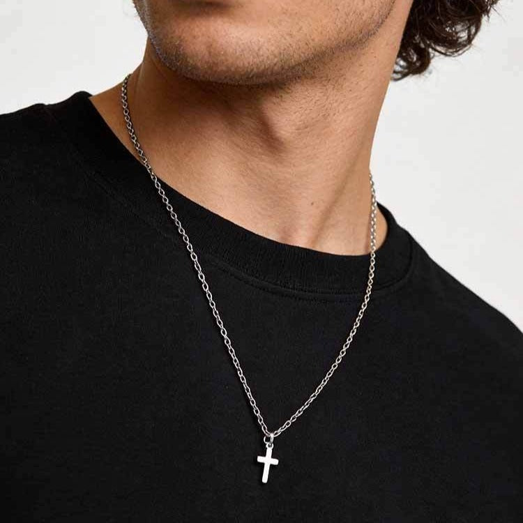 Kemstone Stainless Steel Minimal Cross Pendant Necklace for Men & Women Gold Silver PN-2289